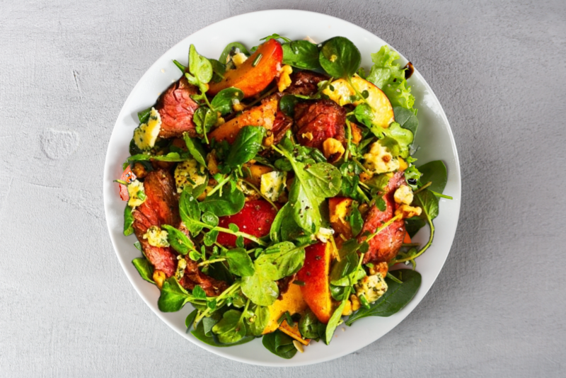 Savoring Summer: A Dietitian’s Take on In-Season Produce in This Steak (or Protein of Your Choice), Peach, and Watercress Salad